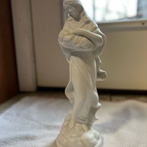 Virgin Mary and Baby Jesus White Porcelain Figurine